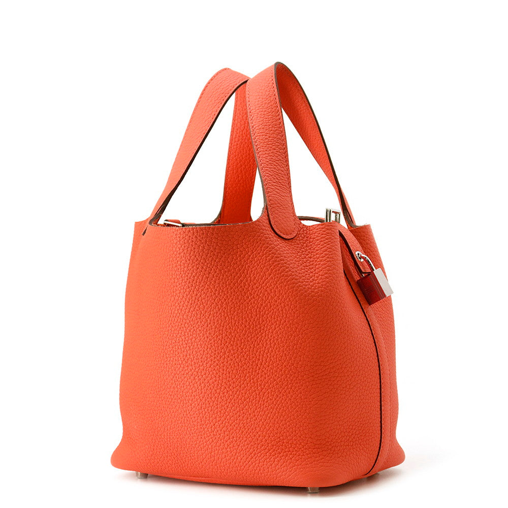 HERMES Picotin Lock Rose texas Taurillon Clemence Size PM