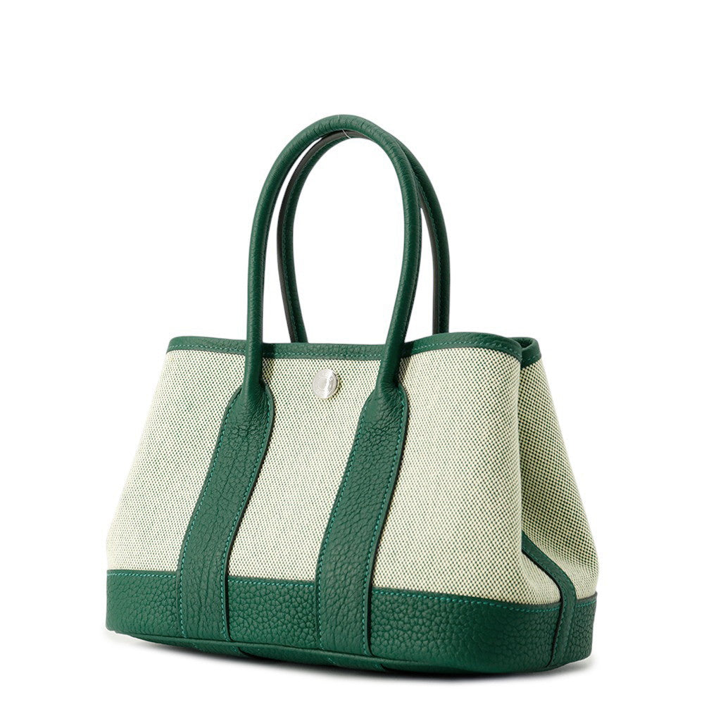 HERMES Neo Garden Ecru/Vert Moyen Negonda Leather Toile H Size 23