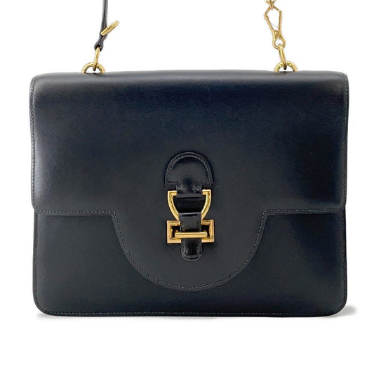HERMES Sandrine Black Box Calf Leather