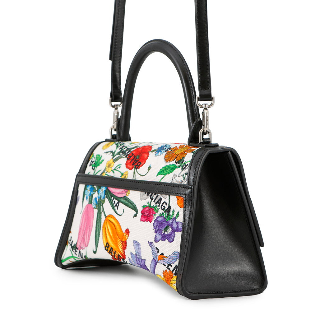 GUCCI GUCCI x BALENCIAGA The Hacker Project Flora Hourglass White/Black/Multicolor681697 Canvas Leather Size Small