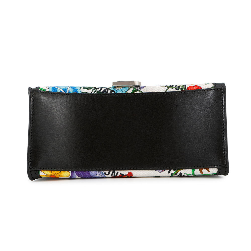 GUCCI GUCCI x BALENCIAGA The Hacker Project Flora Hourglass White/Black/Multicolor681697 Canvas Leather Size Small