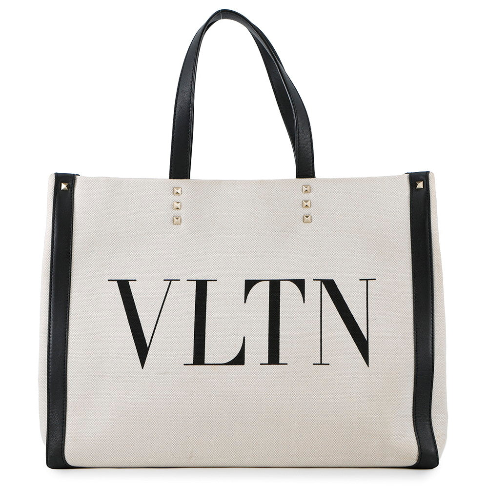 Valentino Garavani VLTN tote Ivory/BlackTW2B0D21FWB Canvas Leather