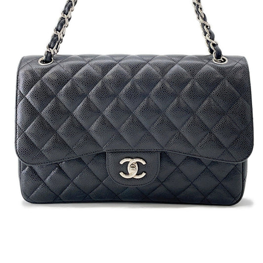 CHANEL Matelasse W flap ChainShoulder BlackA58600 Caviar Leather Size 30