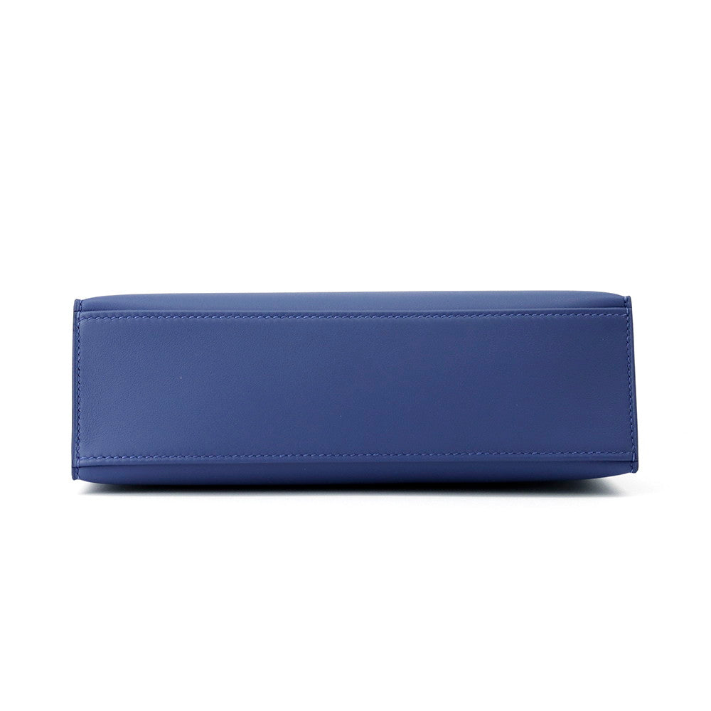 HERMES PochetteKelly Blue Tie Swift Leather