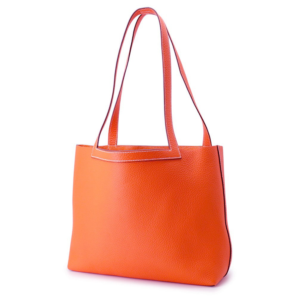 HERMES Cabas Sellier Orange Poppy Taurillon Clemence Size 31