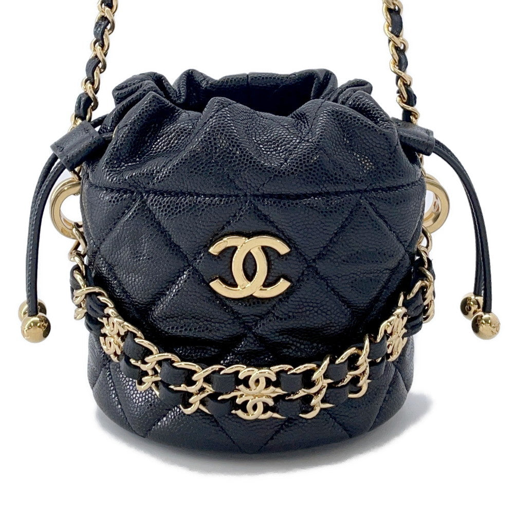 CHANEL Matelasse Chain Bucket Bag BlackAP3022 Caviar Leather