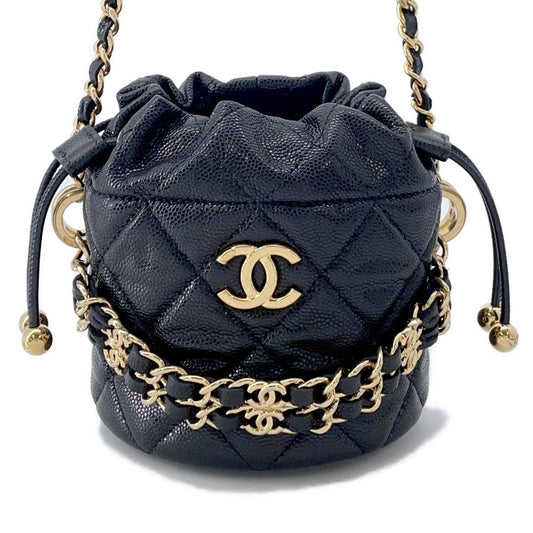 CHANEL Matelasse Chain Bucket Bag BlackAP3022 Caviar Leather