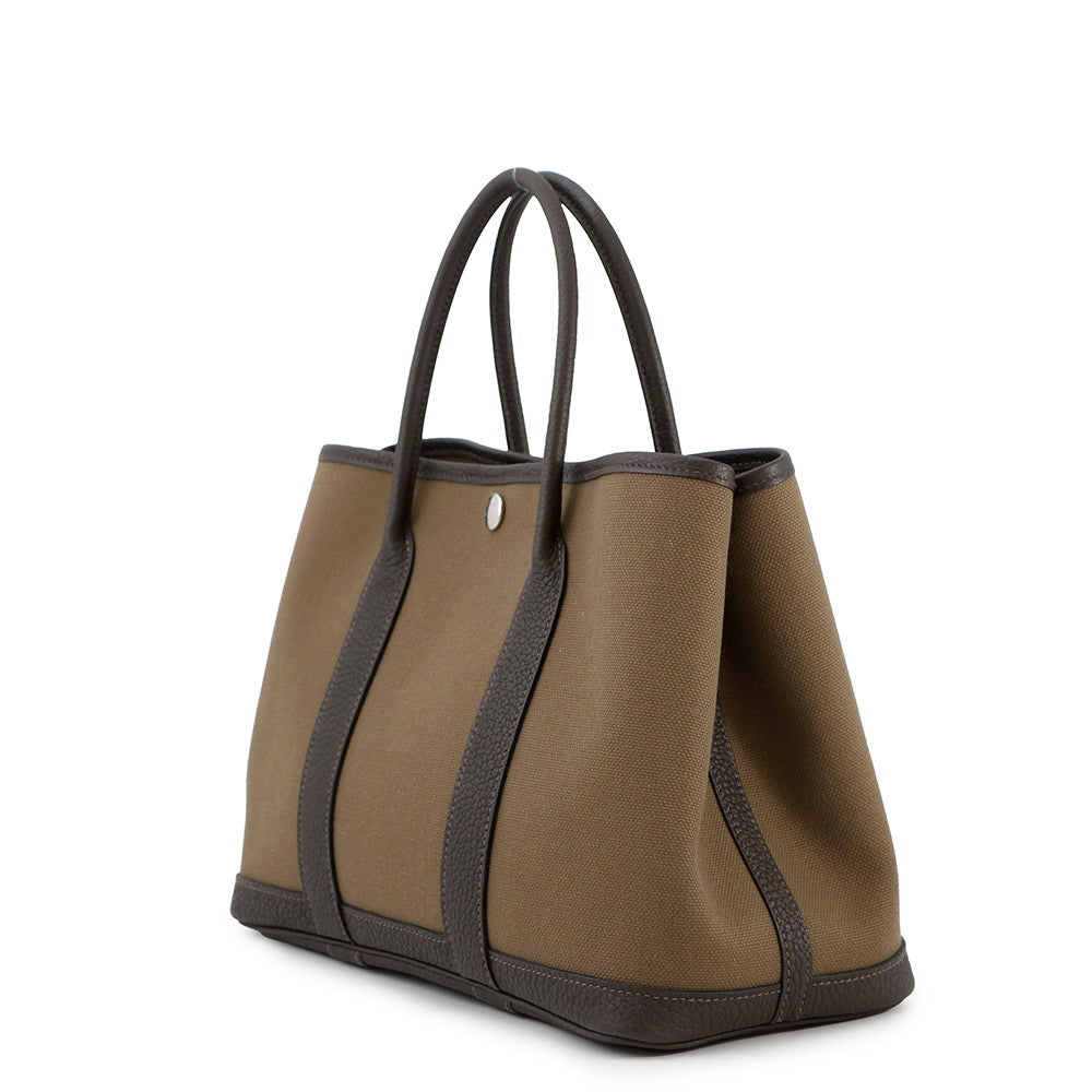 HERMES Garden Party Toundra/Ebene Toile Military Negonda Leather Size TPM