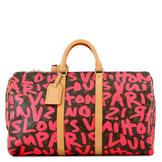 LOUIS VUITTON Keepall Fuchsia/BrownM93698 Monogram・Graffiti Size 50