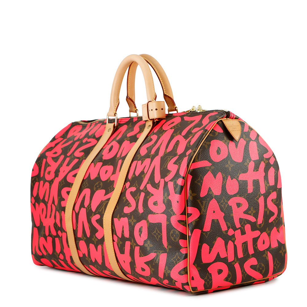 LOUIS VUITTON Keepall Fuchsia/BrownM93698 Monogram・Graffiti Size 50