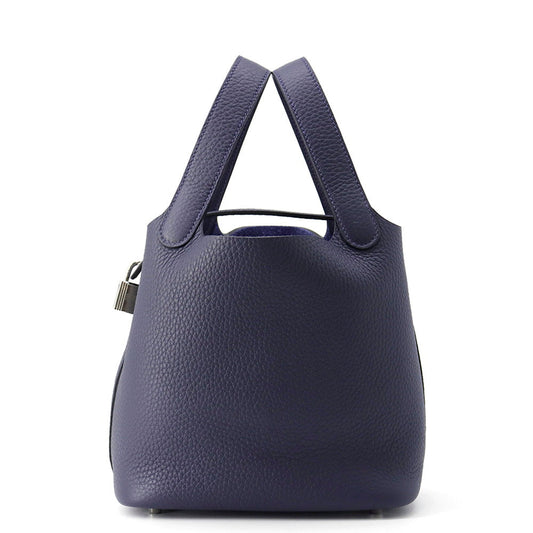 HERMES Picotin Lock Blue Nuit Taurillon Clemence Size PM