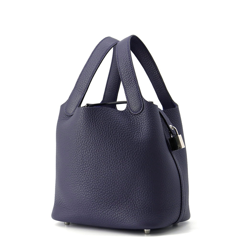 HERMES Picotin Lock Blue Nuit Taurillon Clemence Size PM
