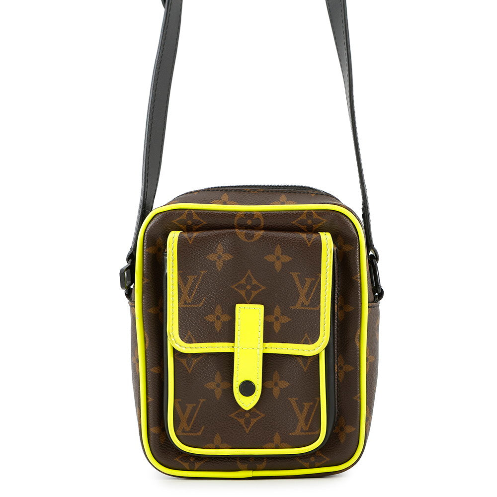 LOUIS VUITTON Christopher wearable wallet Noir/Brown/Neon YellowM80793 Monogram Macassar Canvas