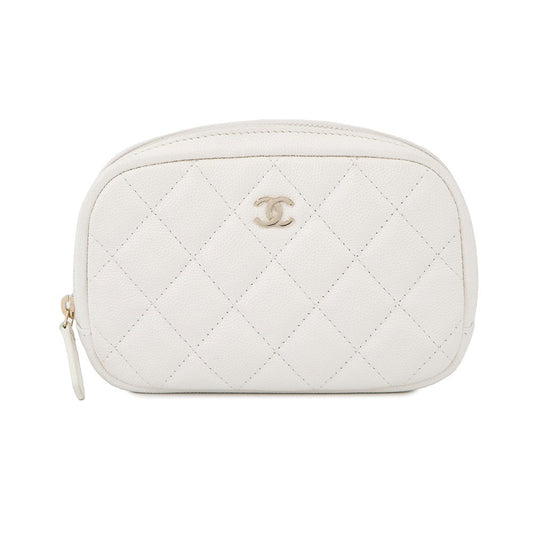 CHANEL Matelasse Pouch WhiteA80909 Caviar Leather