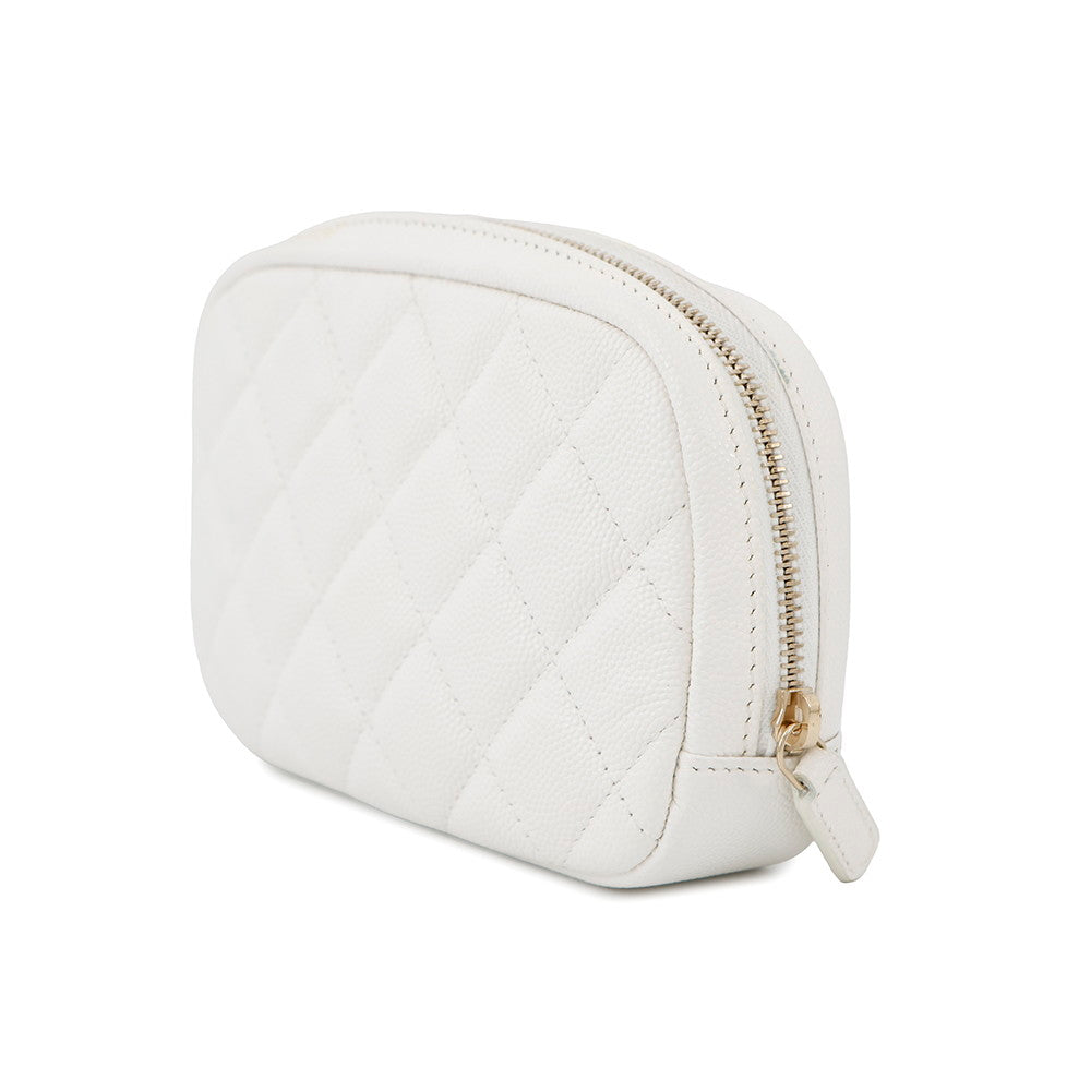 CHANEL Matelasse Pouch WhiteA80909 Caviar Leather