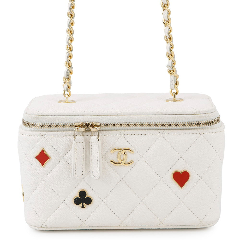 CHANEL Vanity ChainShoulder Bag WhiteAP3079 Caviar Leather