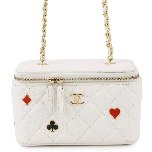 CHANEL Vanity ChainShoulder Bag WhiteAP3079 Caviar Leather