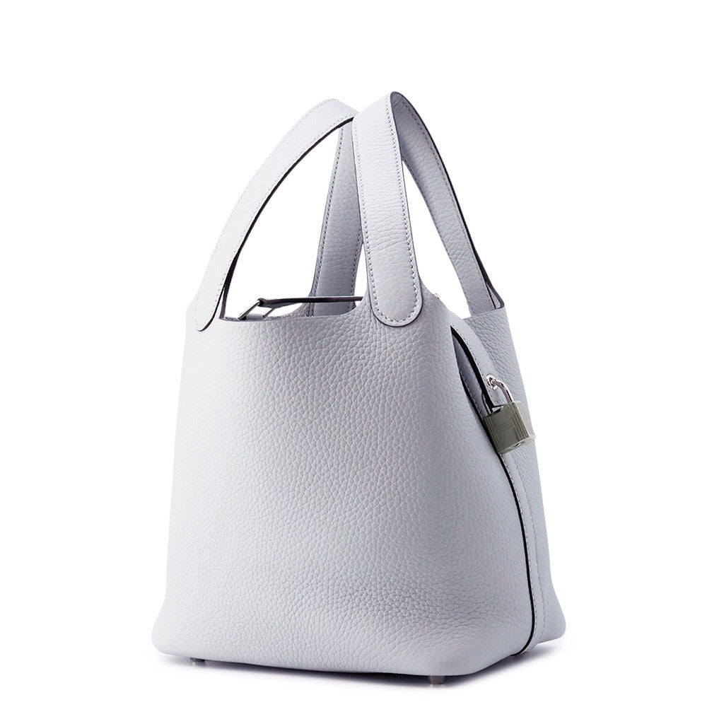 HERMES Picotin Lock Blue Gacier Taurillon Clemence Size PM