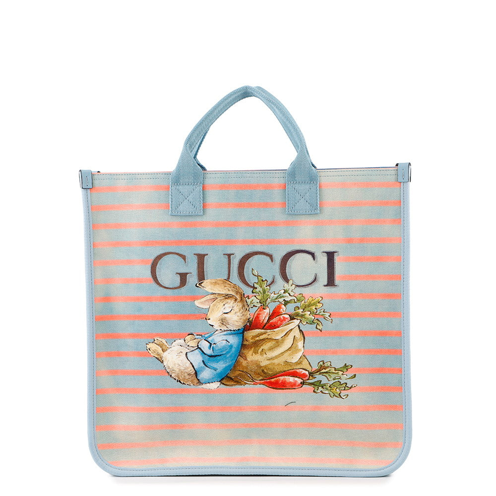 GUCCI Children's Tote Bag Peter Rabbit Blue/Multicolor605831 Canvas Nylon