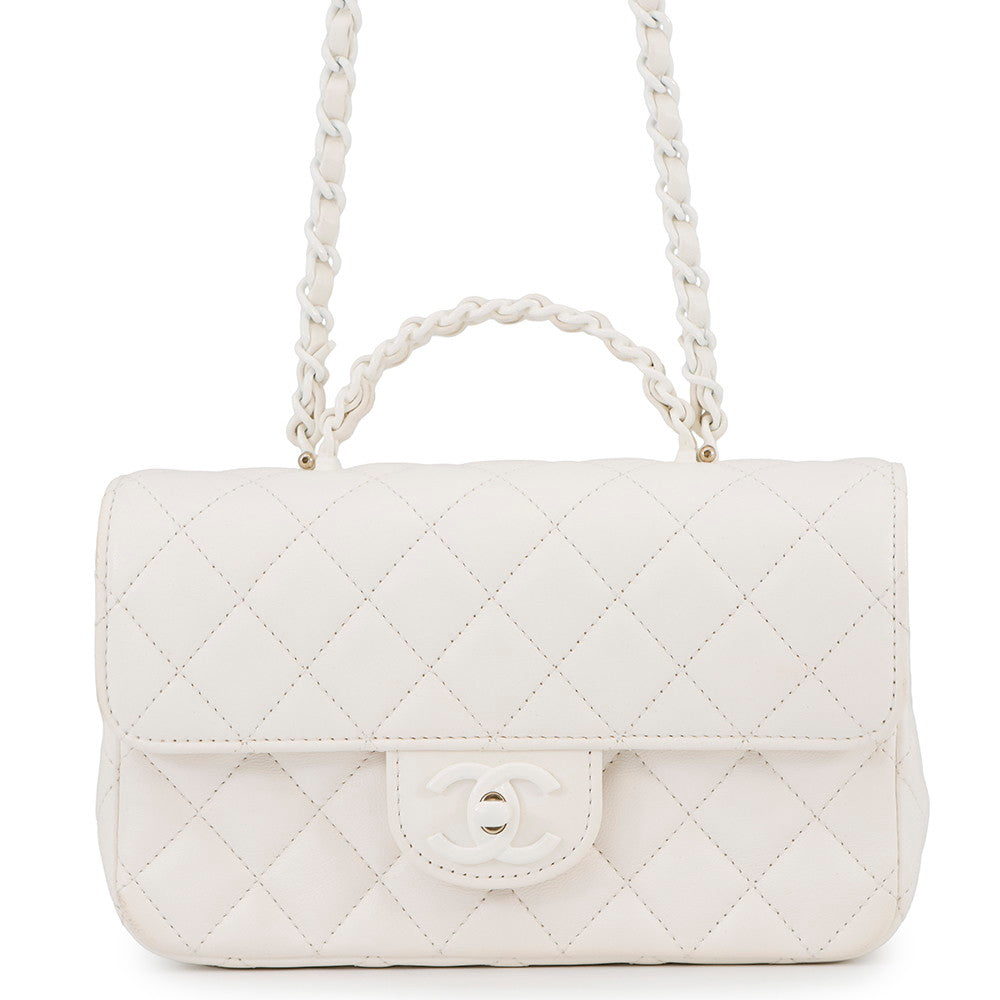 CHANEL Matelasse Top Handle Bag WhiteAS5243 Lambskin Size 20