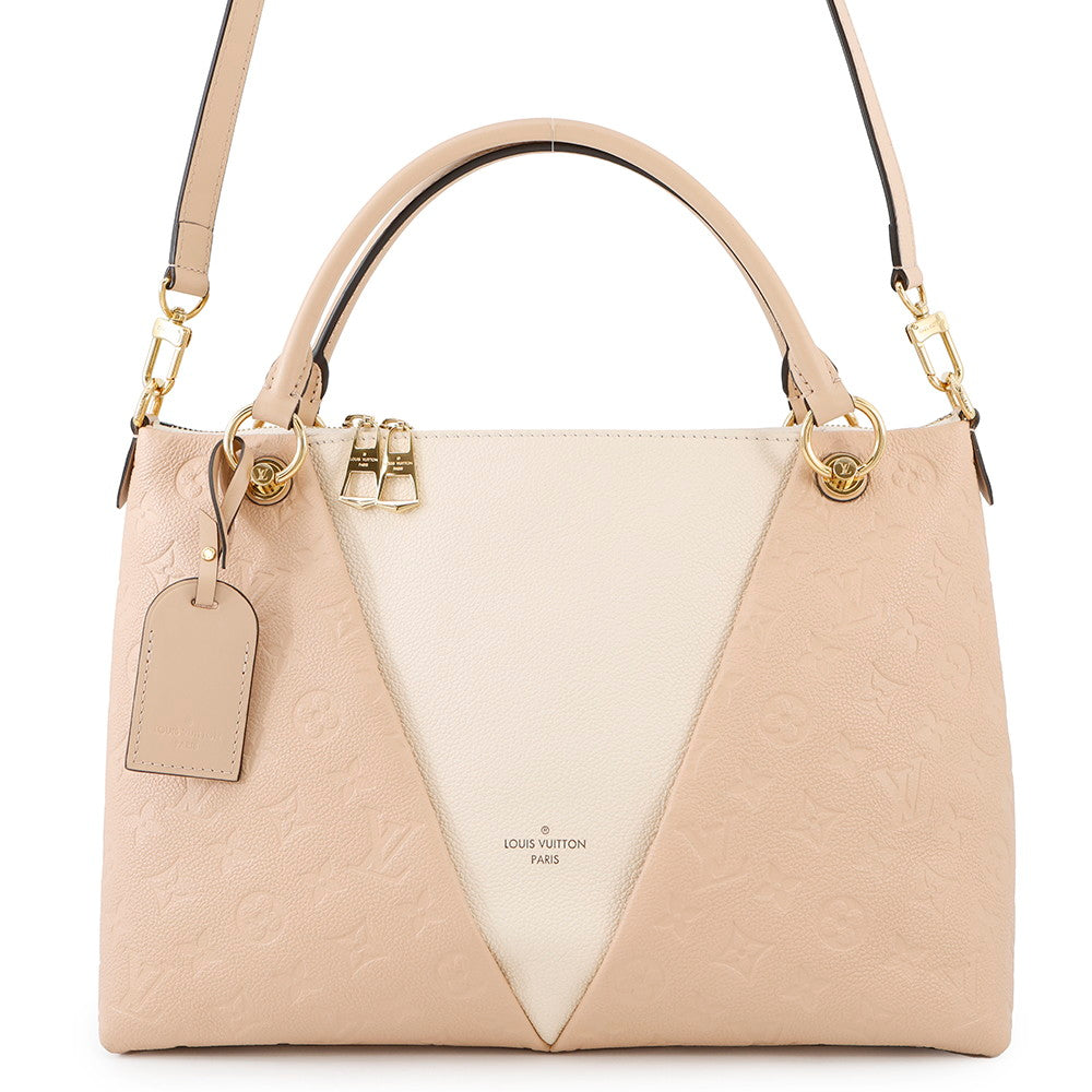LOUIS VUITTON V Tote BeigeRose/Cream Monogram Empreinte Leather Size MM