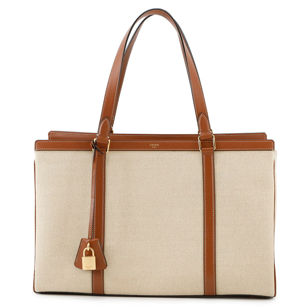 CELINE Medium Cabas16(Saise) Tote Bag Natural/Tan197332DUH.02NT Canvas Leather