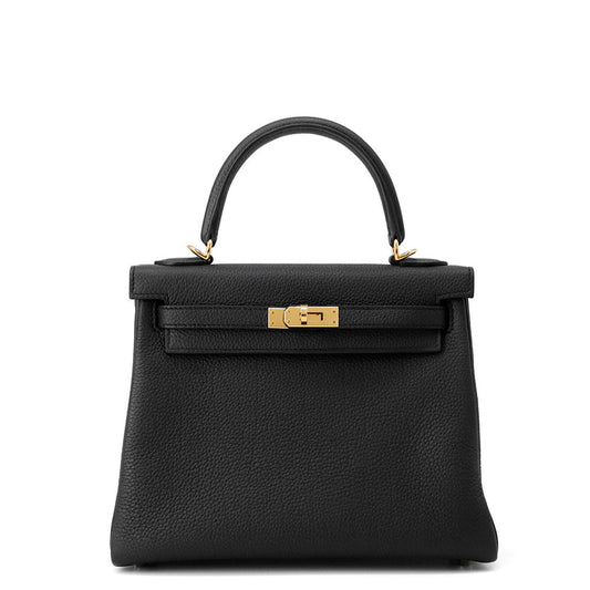 HERMES Kelly Retourne Black Togo Leather Size 25