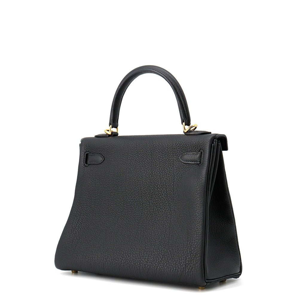 HERMES Kelly Retourne Black Togo Leather Size 25