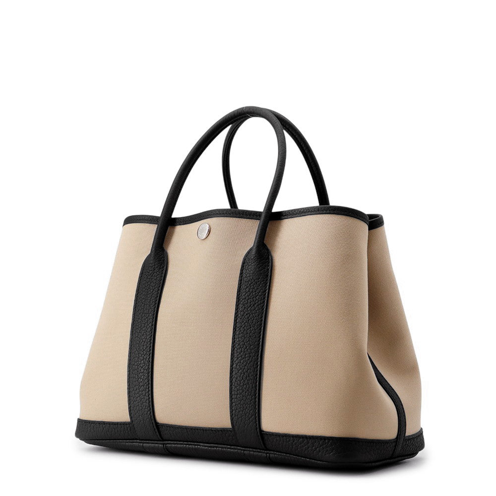 HERMES Garden Party Trench/Black Toile H Negonda Leather Size TPM