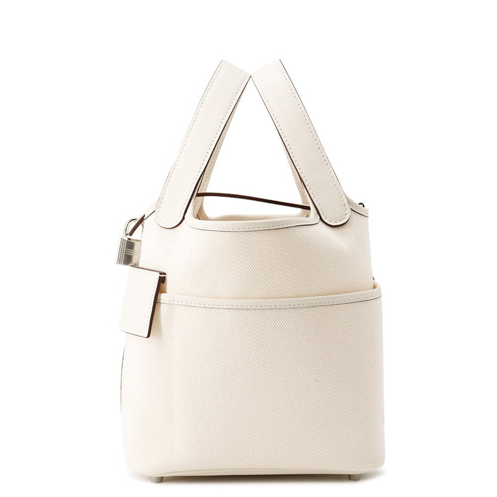 HERMES Picotin Lock Cargo Nata Swift Leather Toile Goelan Size PM