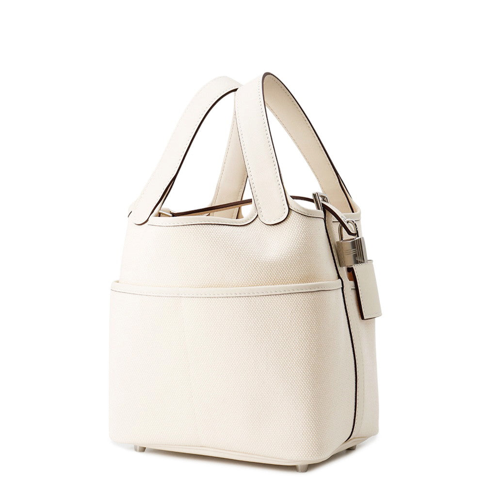 HERMES Picotin Lock Cargo Nata Swift Leather Toile Goelan Size PM