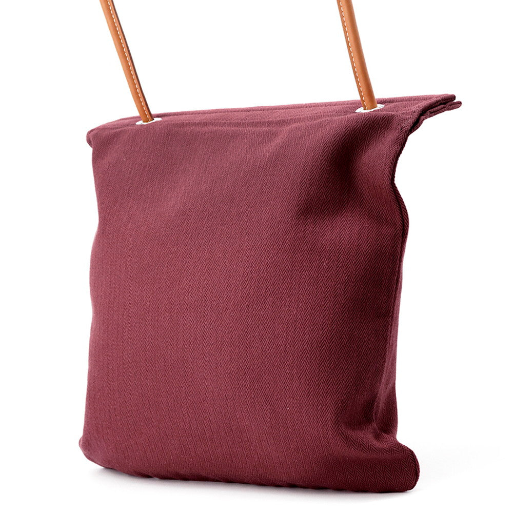 HERMES Sack Aline Rouge H/Gold Toile Chevrons Barenia Leather Size MM