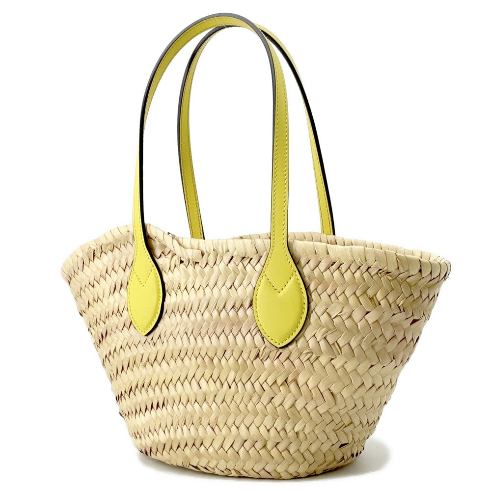 GUCCI Logo Basket Bag Yellow/Natural782381 Straw Leather