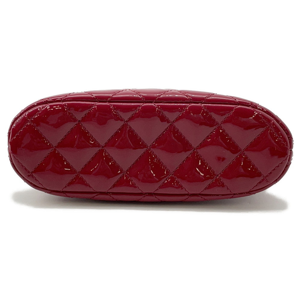 CHANEL Chain Clutch Shoulder Bag RedAP3354 Patent Leather