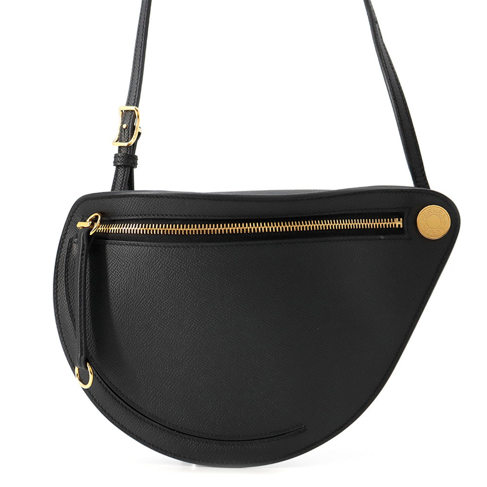 HERMES Petite course Black Epsom