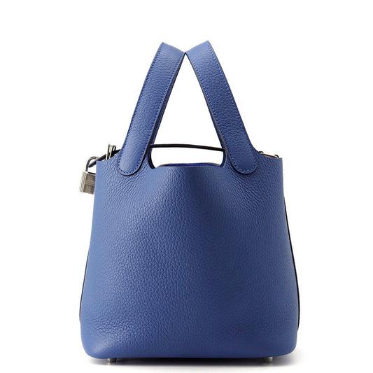 HERMES Picotin Lock Blue Tie Taurillon Clemence Size PM