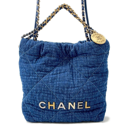 CHANEL CHANEL22 Handbag BlueAS3980 Denim Size Mini