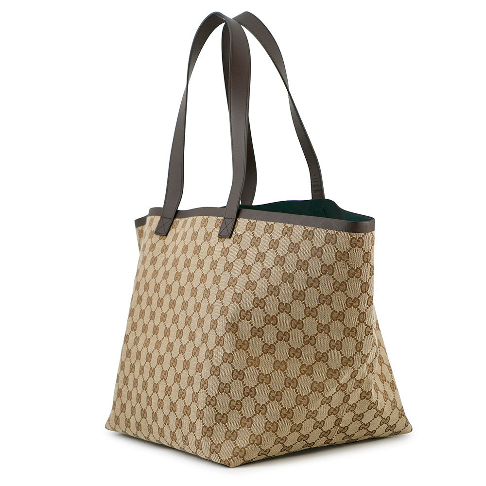 GUCCI GG Canvas Tortissima Tote Bag Beige788203 Canvas Leather