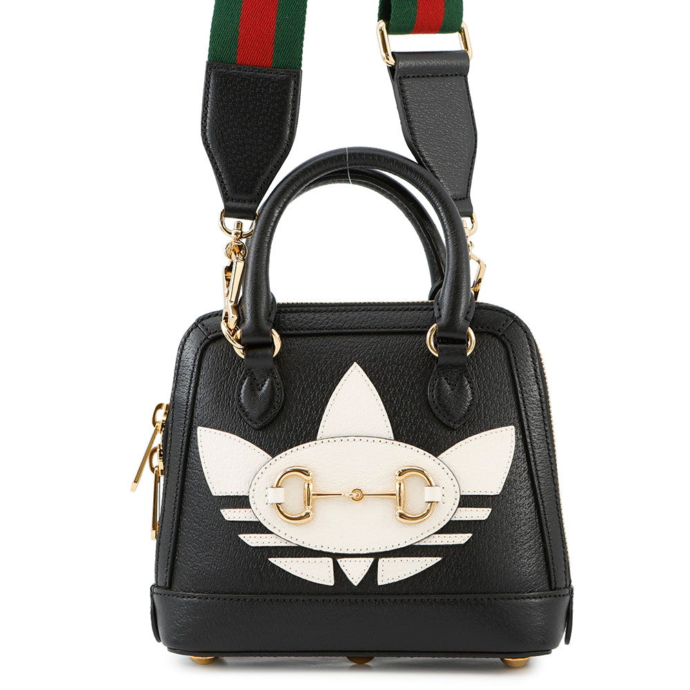 GUCCI Horsebit 2WAY Handbag Adidas collaboration Black677212 Leather