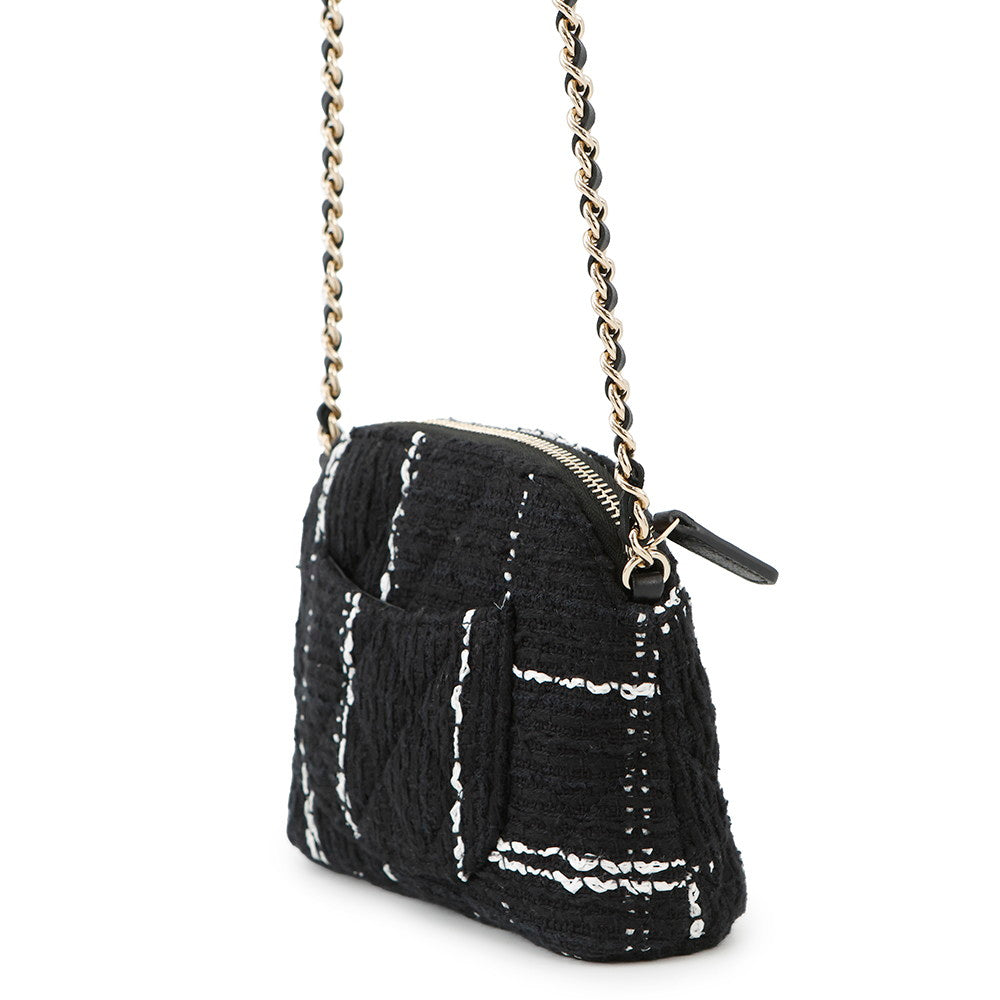 CHANEL Matelasse CC Logo Chainshoulder Novelty Black Tweed
