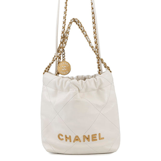 CHANEL CHANEL22 Mini Shoulder Bag WhiteAS3980 Shiny Calf Leather