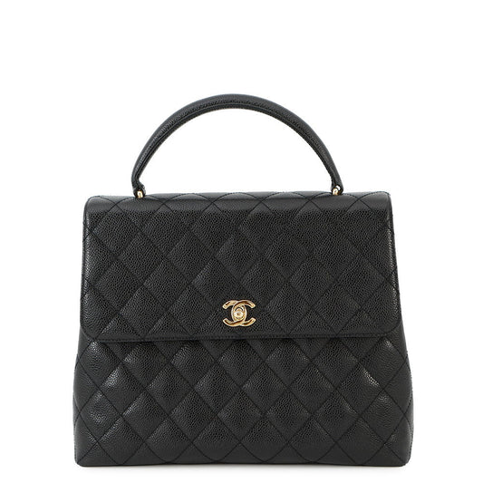 CHANEL CC Logo Handbag BlackA12397 Caviar Leather