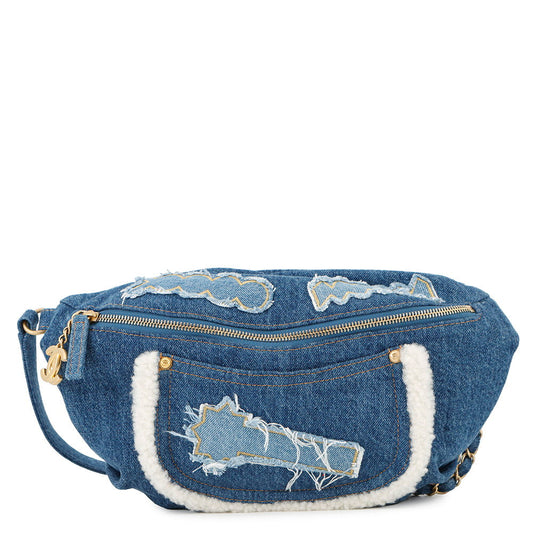 CHANEL CC Logo Waist Bag Blue Denim
