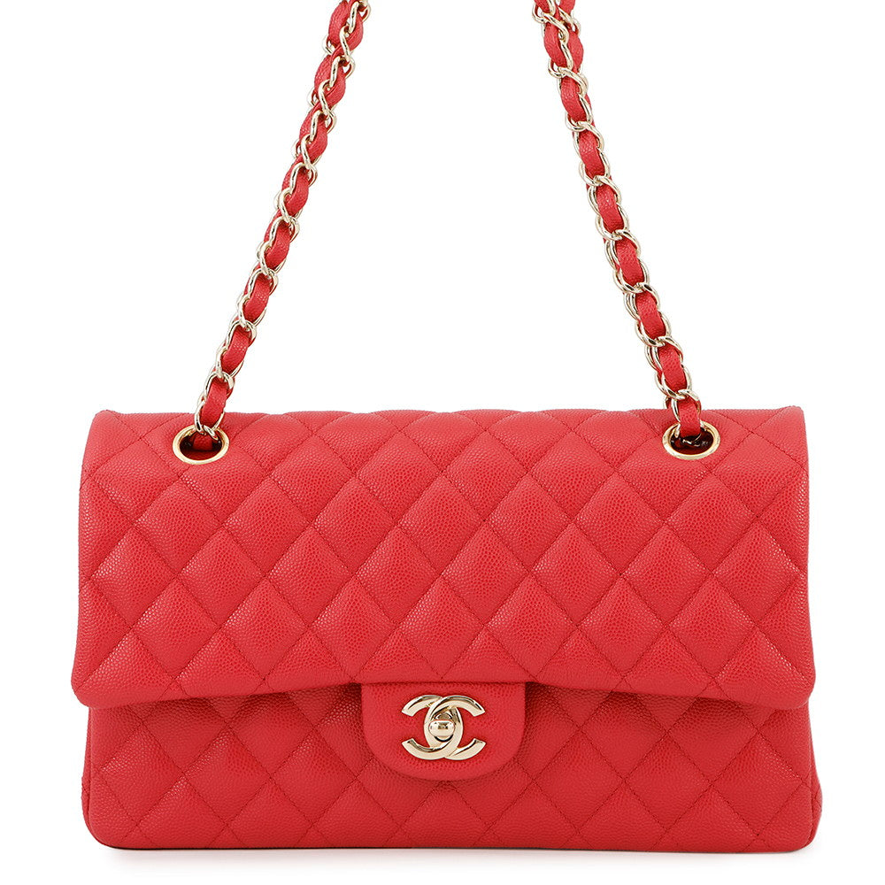 CHANEL Matelasse Double Flap ChainShoulder RedA01112 Caviar Leather