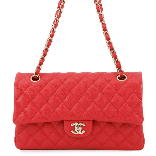 CHANEL Matelasse Double Flap ChainShoulder RedA01112 Caviar Leather