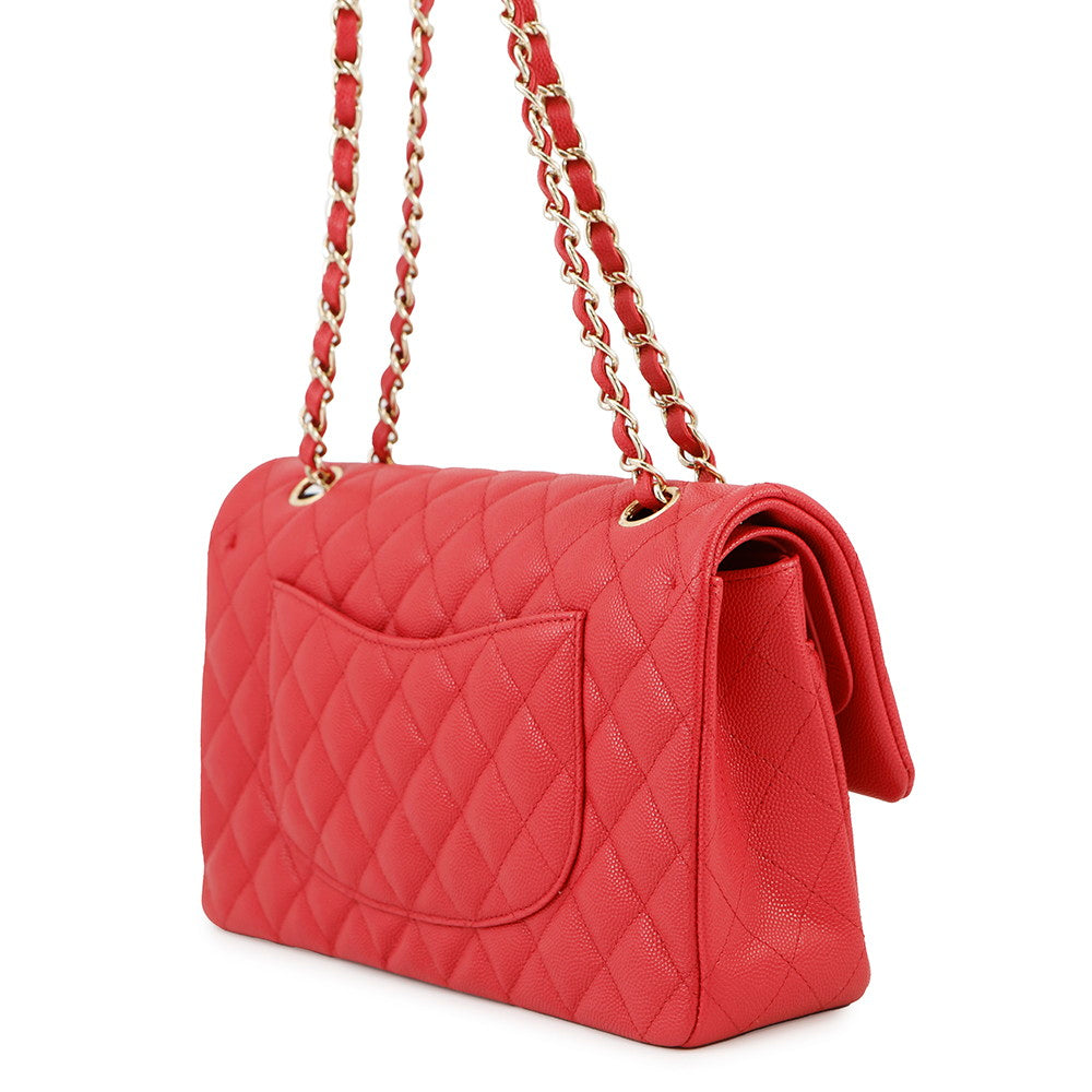 CHANEL Matelasse Double Flap ChainShoulder RedA01112 Caviar Leather