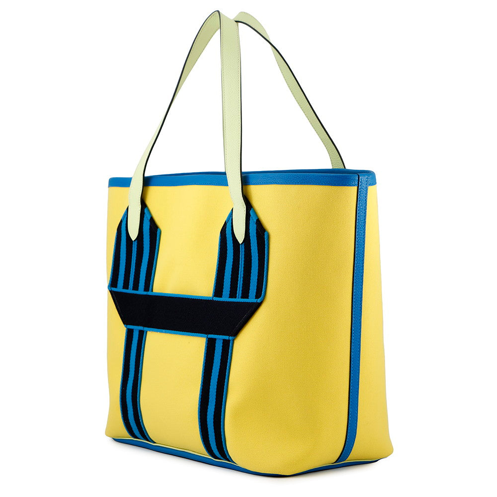 HERMES Pur Sangle Lime/Vert Ensemble/Blue Hydra Toile Military Taurillon Clemence Sangle Woolie