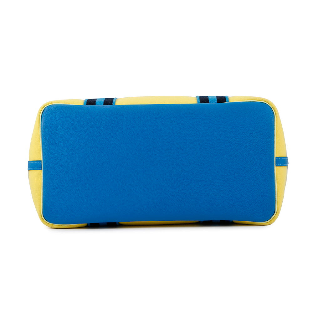 HERMES Pur Sangle Lime/Vert Ensemble/Blue Hydra Toile Military Taurillon Clemence Sangle Woolie