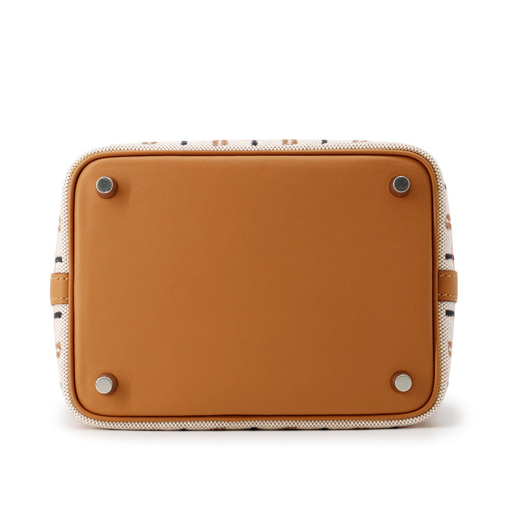 HERMES Picotin Lock Blanket Gold/Ecru/Fauve/Rose Pop Toile H Swift Leather Size PM