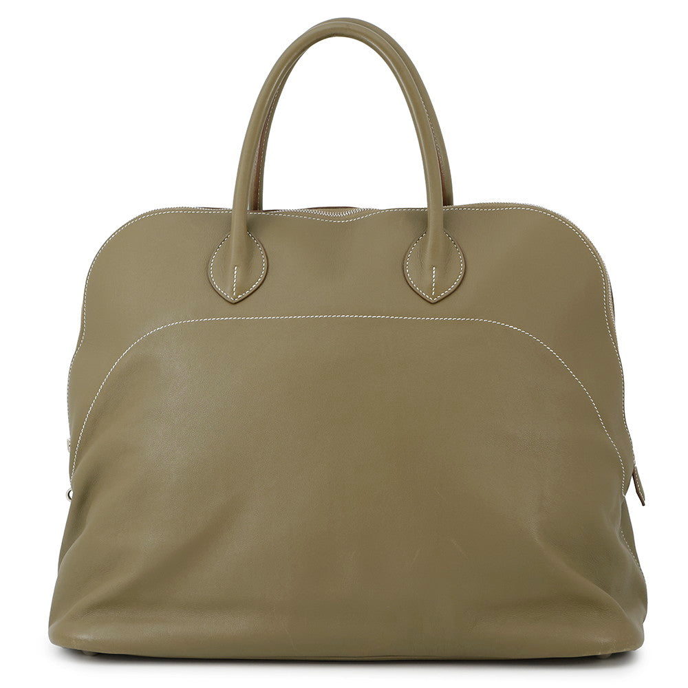 HERMES Bolide Relax Vert Gris Vaux Sikkim Leather Size 45